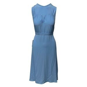 N°21 Midi Dress with Large Back Ribbon in Blue Acetate